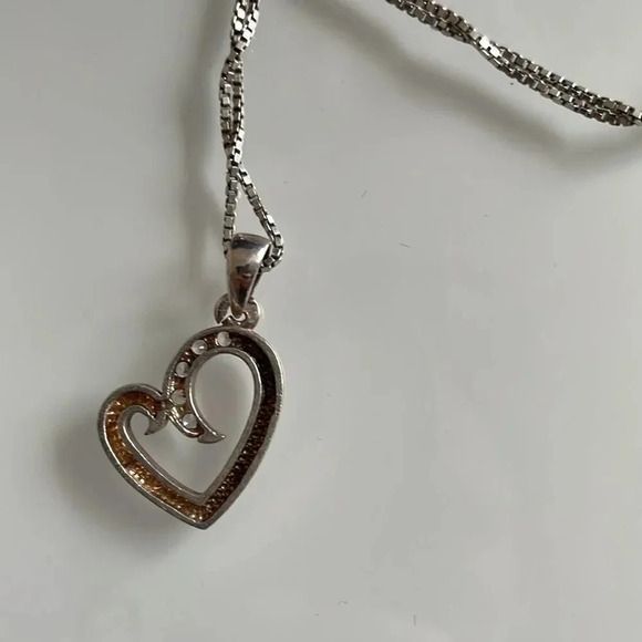 Silver Plated Heart Shaped Necklace with Charm - Picture 5 of 9